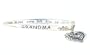 Bracelet - B151 - Bangle Style Engraved With Grandma Poem - "Sometimes the Best Things.." + Heart & Crystal Charm ~ Silver Tone Metal (68mm)