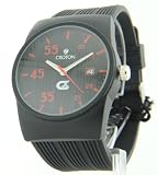Croton Mens Red Markers Black Striped Rubber Sport Series Quartz Date Watch CX328016BSRD Croton Mens Red Markers Black Striped Rubber Sport Series Quartz Date Watch CX328016BSRD