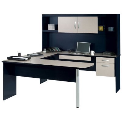 Buy Cheap Bestar Inspace U-Shaped Desk with Hutch-Black and Granite