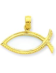 14K Yellow Gold Ichthus Fish Pendant Charm Jewelry