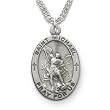 Sterling Silver 7/8" Oval Engraved St. Michael, Patron of Police Medal on 24" Chain
