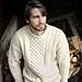 Aran Woollen Mills Inisheer Mens Irish Cable Knit Sweater, 100% Natural Irish Wool