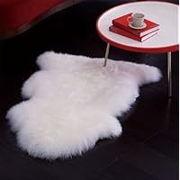 Genuine Sheepskin Rug Single Pelt Natural White Fur 2x3