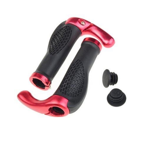 Red Bicycle Cycling LOCK-ON Handlebar Grips Ends Black Rubber Mountain MTB Bike On Sale