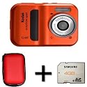 Kodak EasyShare Sport C123 Red+4gb Memory + Case(12MP, Waterproof) 2.4 inch LCD