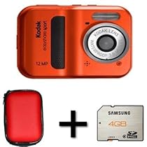 Kodak EasyShare Sport C123 Red+4gb Memory + Case(12MP, Waterproof) 2.4 inch LCD