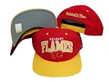Calgary Flames Red/Yellow Two Tone Plastic Snapback Adjustable Plastic Snap Back Hat / Cap
