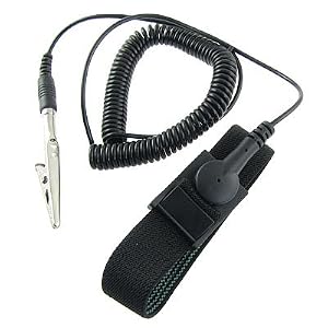 Anti Static Ground PC Repair Wrist Strap Band Black w Alligator Clip