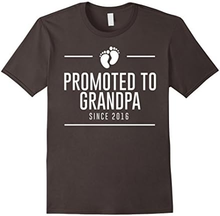 Men's Promoted to Grandpa 2016 Family New Baby Announcement Tee Large Asphalt