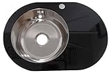 Elegant High Quality Black Glass Inset Kitchen Sink Drainer with a Stainless Steel Bowl (GTS 700B) b