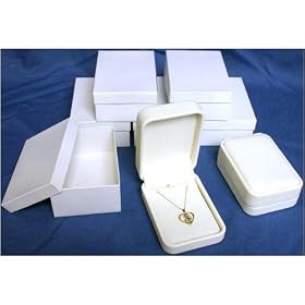 6 White Leather Diamond Pendant & Necklace Gift Display Boxes