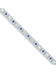 Genuine .925 Sterling Silver Amethyst Diamond Bracelet 7.4 Grams . 100% Satisfaction Guaranteed.