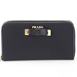 PRADA(プラダ)1M0506　TESSUTO FIOCCO　ラウンドファスナー長札財布　ナイロン/カーフ型押し　ブラック