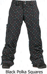Burton Lucky Print Womens Tall Pant, Small - black polka squares Burton Lucky Print Womens Tall Pant, Small - black polka squares