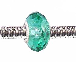 Pandora Style Charm Bead (Z76) Faceted Murano Lampwork Glass (14mm x 10mm) (fits Troll too)