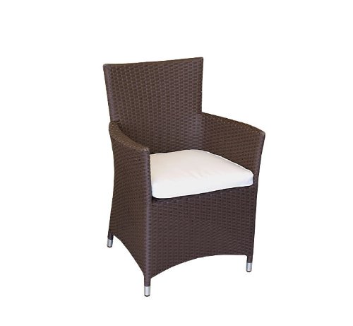 Poly Rattan Gartensessel Jamaica + Kissen Braun/Beige