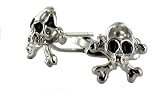 Skull & Crossbones Cufflinks - Retro Black and Silver Cufflinks (CL71)