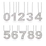 Eve's Addiction Get Lucky Sterling Silver CZ Number Necklace, Number Nine
