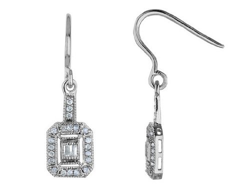 Antique Vintage Diamond Earrings 1/4 Carat (ctw) in White Gold