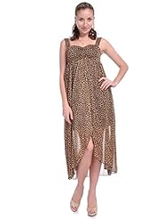  Gathered Empire   Waistline Sweetheart Leopard Print  Dress With Ruffles