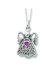 Sterling Silver Antiqued July Birthstone Angel Ash Holder 18in Necklace.