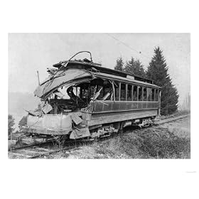 Sellwood, Oregon - Mt. Scott Double Header Train Wreck Travel Giclee Poster Print, 12x16