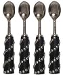 Decorative Condiment Spoon with Metal Studded Horn Handle Set of Four