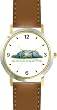Weimaraner Dog Cartoon or Comic - JP Animal - WATCHBUDDY&reg; DELUXE TWO-TONE THEME WATCH - Arabic Numbers - Brown Leather Strap-Size-Large ( Men's Size or Jumbo Women's Size )