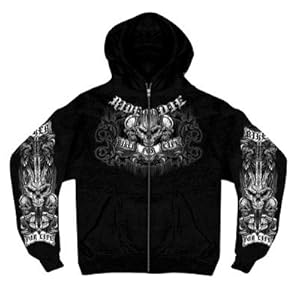 Hot Leathers Ride or Die Zip-Up Hooded Sweatshirt X-Large Black