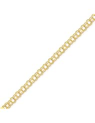 14k Doubl Link Charm Bracelet, Best Quality Free Gift Box Satisfaction Guaranteed
