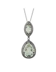14K White Gold 10.27cttw Round Diamond & White Topaz & Amethyst Necklace