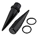 PiercingJ 14G-3/4 Pair air Acrylic Straight Ear Taper Plug Expander Stretching Gauge Kit Starter Black