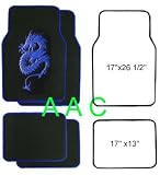 A Set of 4 Universal Fit Plush Carpet Floor Mats for Cars / Truck - Dragon Blue