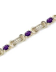 14kt Yellow Gold Oval Amethyst and Diamond Bracelet