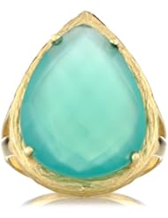 Celebrity Star Emitations Jaydes Genuine Green Onyx Faceted Pear Cut Cocktail Ring - Gold Size 7