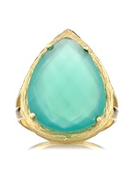 Celebrity Star Emitations Jaydes Genuine Green Onyx Faceted Pear Cut Cocktail Ring - Gold Size 6