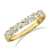 14K Yellow Gold Prong Set 7 Seven Stones Round CZ Cubic Zirconia Bridal Wedding Anniversary Ring Band 1.00ct