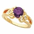 14K Yellow Gold Amethyst and Diamond Ring