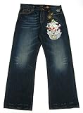 Ed Hardy by Christian Audigier - Mens Ed Hardy Love Kills Slowly Skull VDWBL Rhinestone Dark Wash Jeans