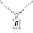 3/8 carat Emerald Cut Diamond Solitare Pendant (HI/SI1) in 14k White Gold