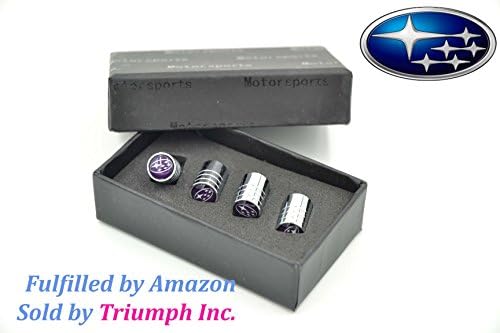 Triumph®(Fullfilled and Shipped By Amazon) Subaru Wheel Tyre Tire Metal Alloy Air Stem Valve Cap Gift box Set for BRZ Levorg Exiga Forester Impreza WRX STI Legacy Liberty R1 R2