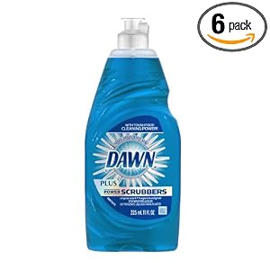 Dawn Ultra Plus Power Scrubbers Dishwashing Liquid, Original Scent, Blue,  11 Ounce (Pack of 6)
