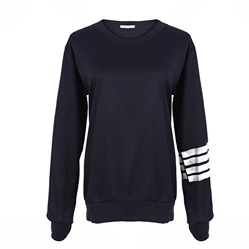 Froomer Women's Korean Stripes Sleeve Hoodie Sweater Pullover Jacket Coat