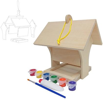 Heemika KD Bird Feeder Build & Paint Your Own Deluxe Bird Feeder Solid Wood W/Hang Rope