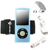 iPod Nano Silicone Case Package for 4th Generation Skin Cover + Screen Protector + Car / Home Charger / USB and Armband, Nike + Compatible