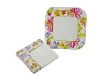 Spring Fling! Flower Art Square Paper Plates and Napkin Set - 30-pc Set