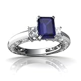14K White Gold Emerald-cut Genuine Sapphire Engagement Ring 14K White Gold Emerald-cut Genuine Sapphire Engagement Ring