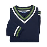 Paul Fredrick Varsity Cotton V-Neck Sweater