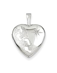 Sterling Silver 16mm D/C Footprints Heart Locket