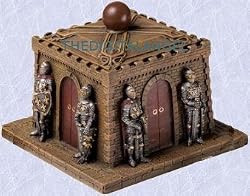 medieval jewelry or desk box gothic knights with full suite of armor on